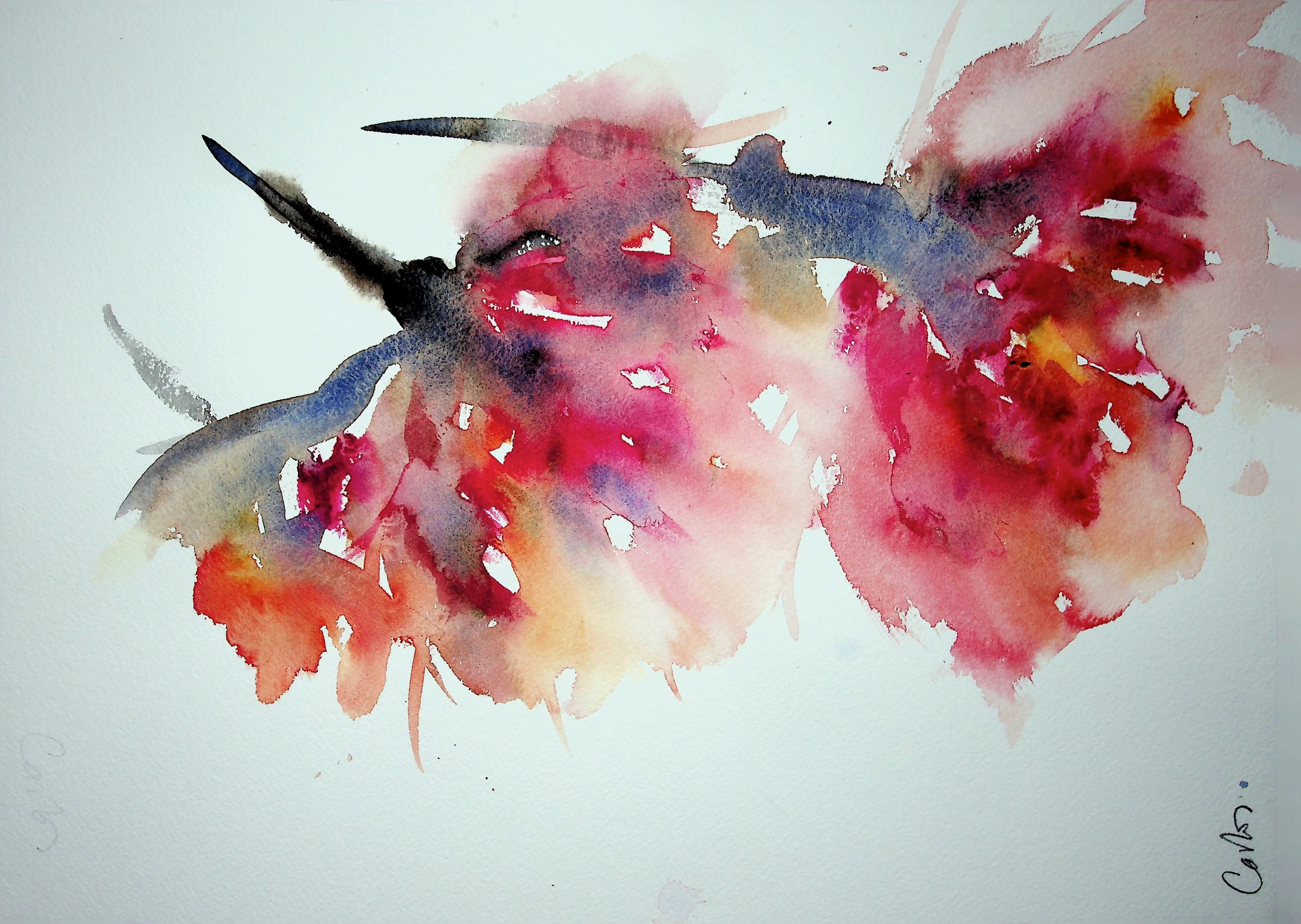 Artistic watercolor flowers painted by Carlos China, showing creative expression